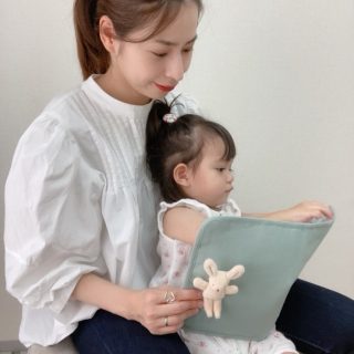 母子手帳ケース(うさぎ/グリーン)　Mother case cover